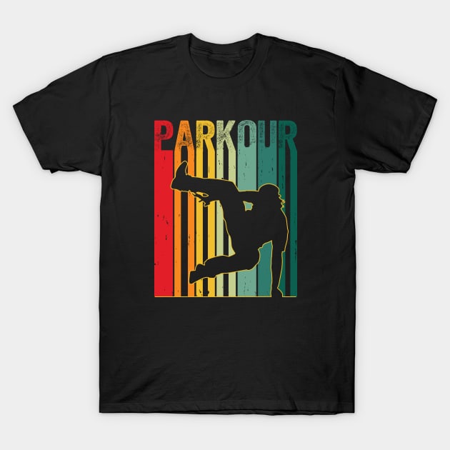 Vintage Style Distressed Parkour Retro Silhouette T-Shirt by Wakzs3Arts